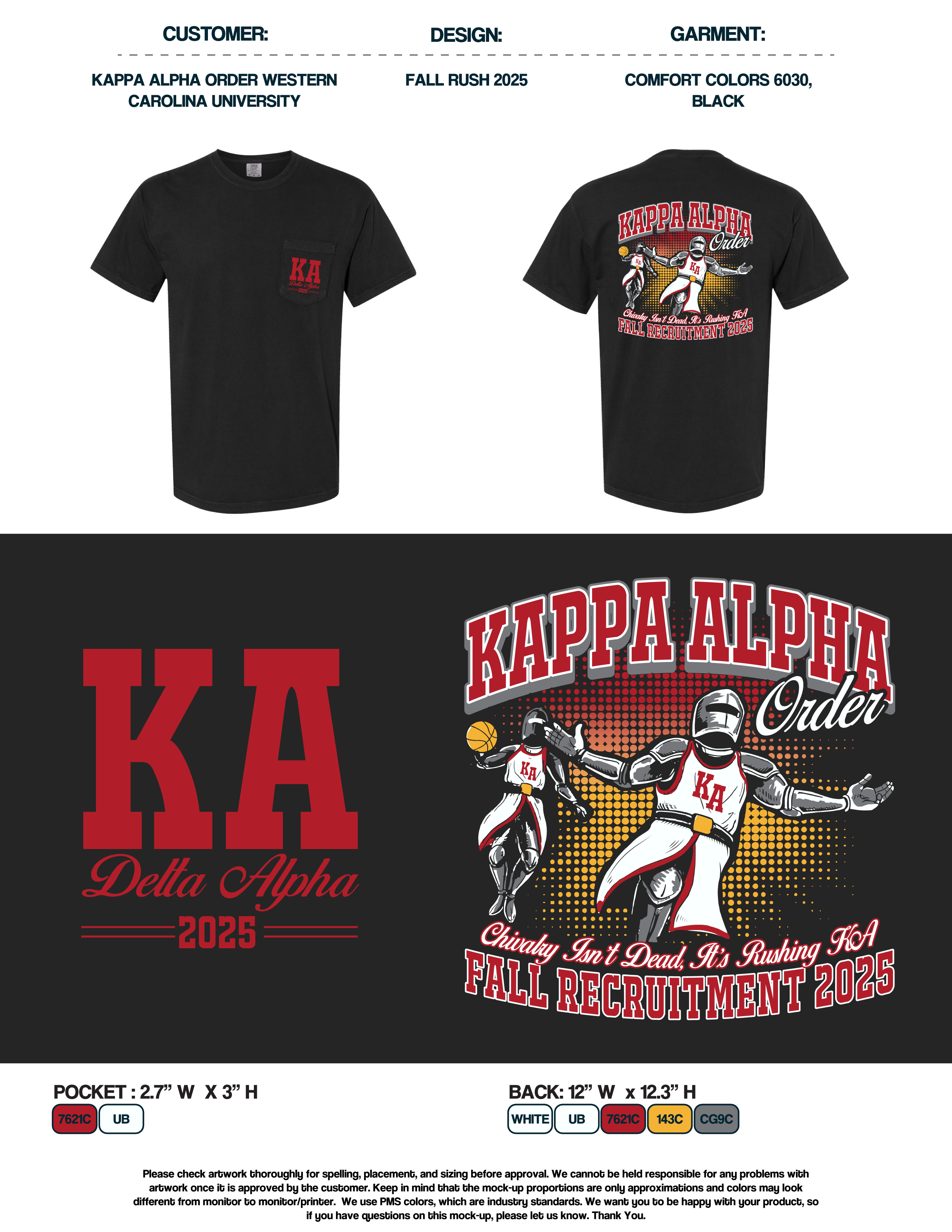 Kappa Alpha Order Western Carolina University Fall 2025 Tees