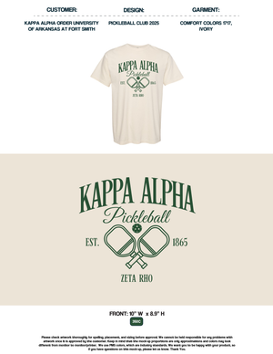 Kappa Alpha Order University of Arkansas Fort Smith Pickleball Club 2025 Tees