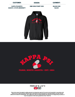 Kappa Psi North Dakota State University Embroidered Sweatshirts