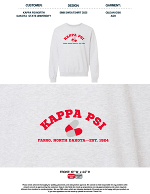Kappa Psi North Dakota State University Embroidered Sweatshirts