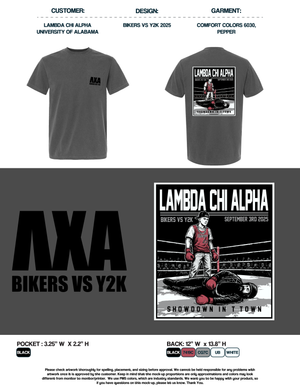 Lambda Chi Alpha University of Alabama Bikers vs Y2K 2025 Tees