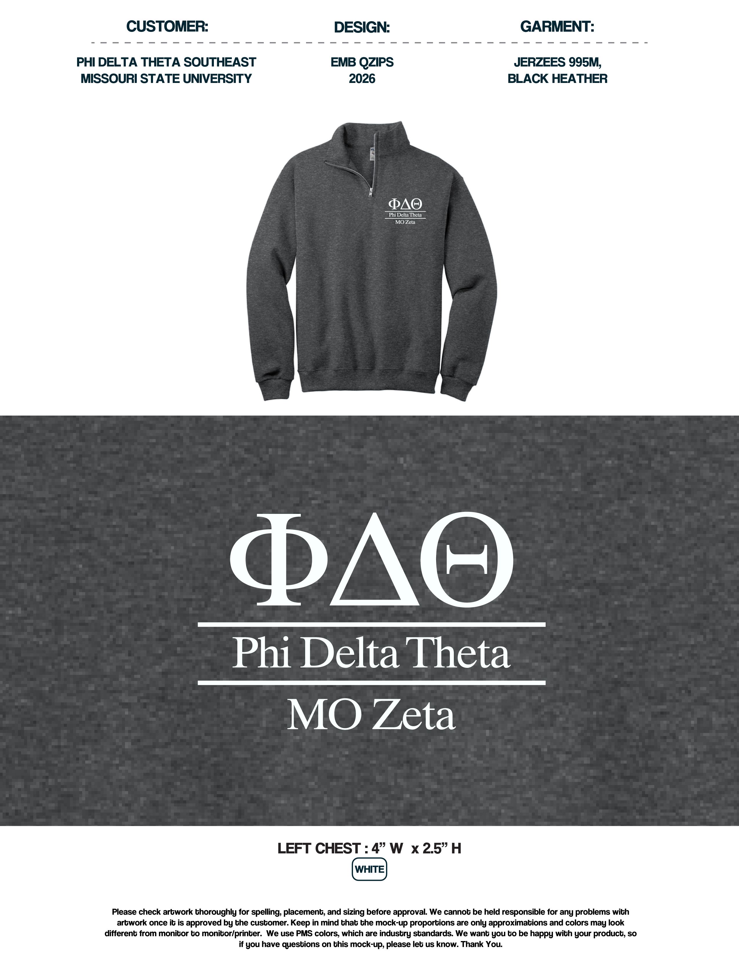 Phi Delta Theta Southeast Missouri State University Quarter Zips 2026