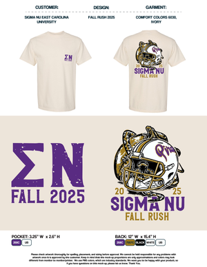 Sigma Nu East Carolina University Fall Rush 2025 Tees