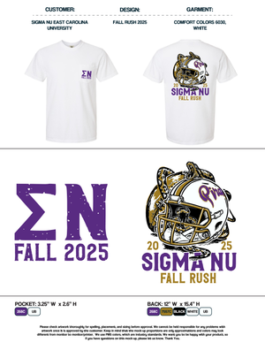 Sigma Nu East Carolina University Fall Rush 2025 Tees