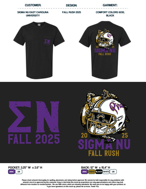 Sigma Nu East Carolina University Fall Rush 2025 Tees