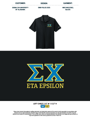 Sigma Chi University of Alabama EMB Polos 2025 - White/Black