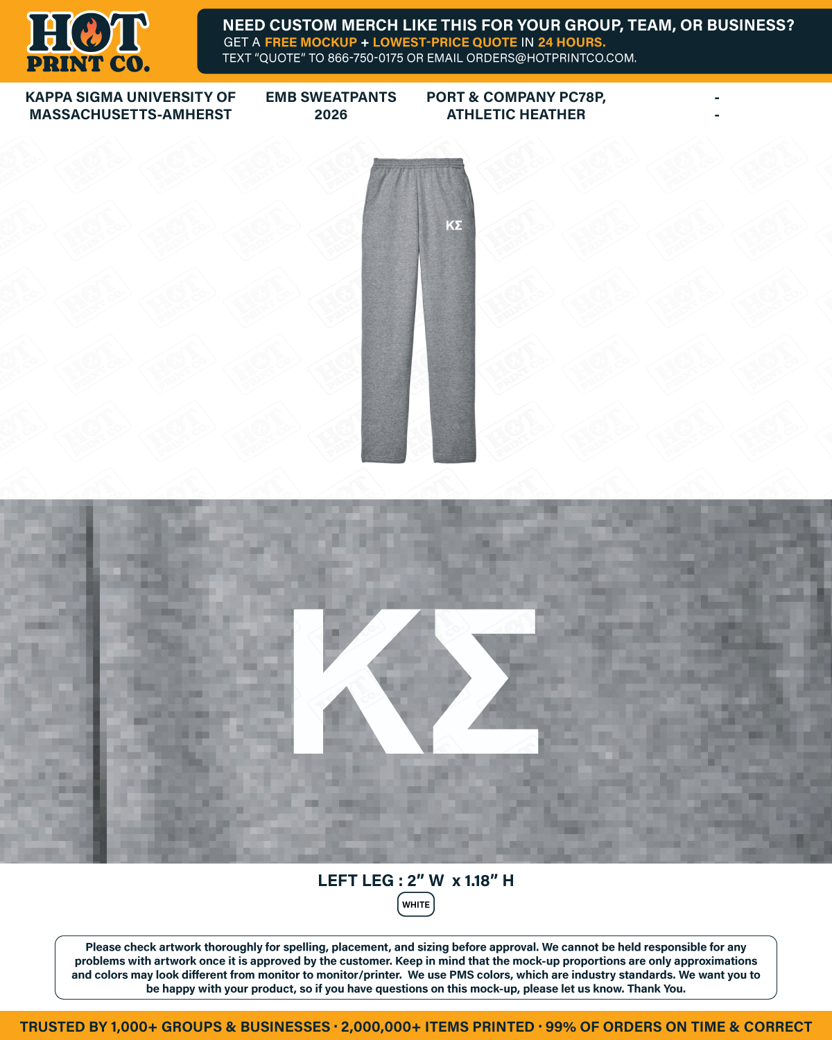 Kappa Sigma University of Massachusetts-Amherst Sweatpants Fall 2026